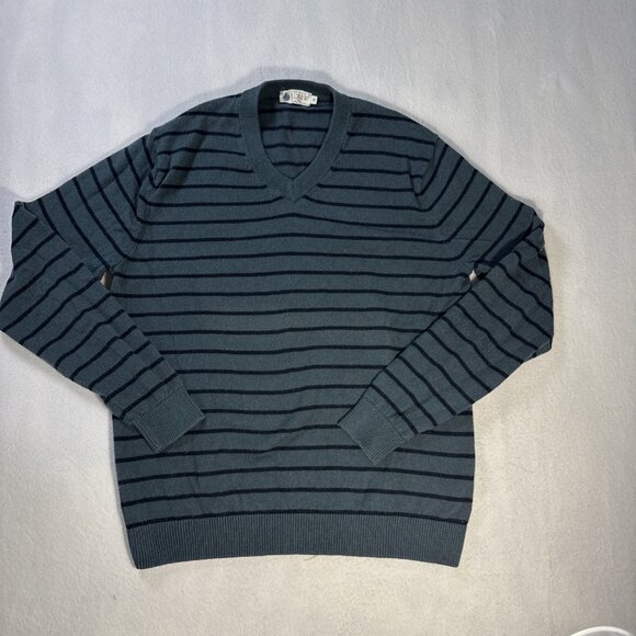 J Crew Men’s Cotton/Cashmere V-Neck Pullover Sweater Blue/Gray Med - Picture 1 of 7